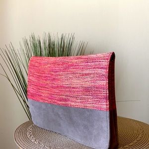 Red and Tan Statement Clutch